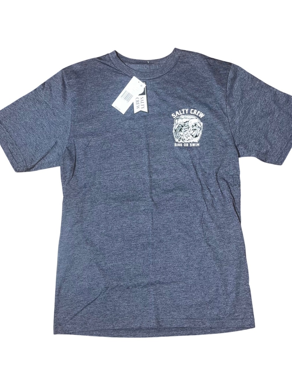 Salty Crew Grey Blue Fishing Sink Swim Short Sleeve Tee Shirt Boys NWT XL